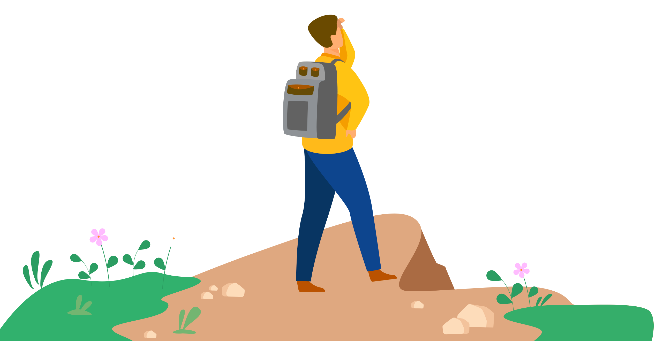 Chico excursionista con mochila